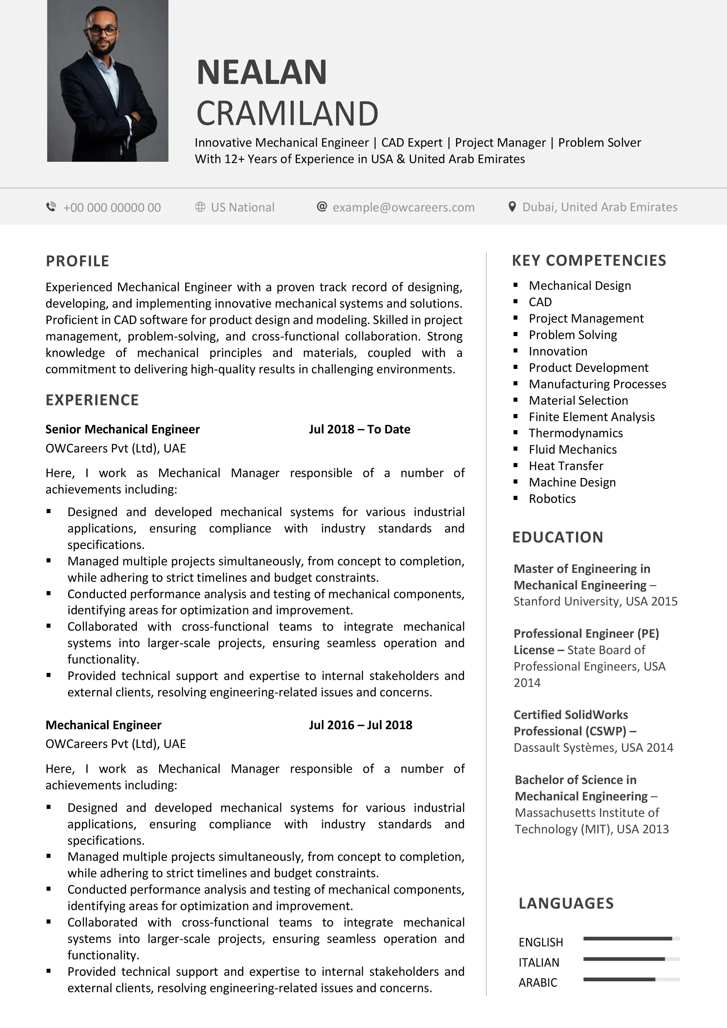 Mechanical Engineer CV